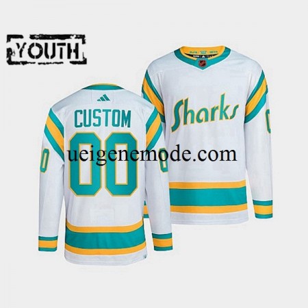 Kinder San Jose Sharks CUSTOM Eishockey Trikot Adidas 2022 Reverse Retro Weiß Authentic